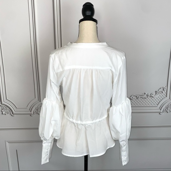 Fashion Nova White Deep V Flowy Blouse | Size S - Picture 4 of 8